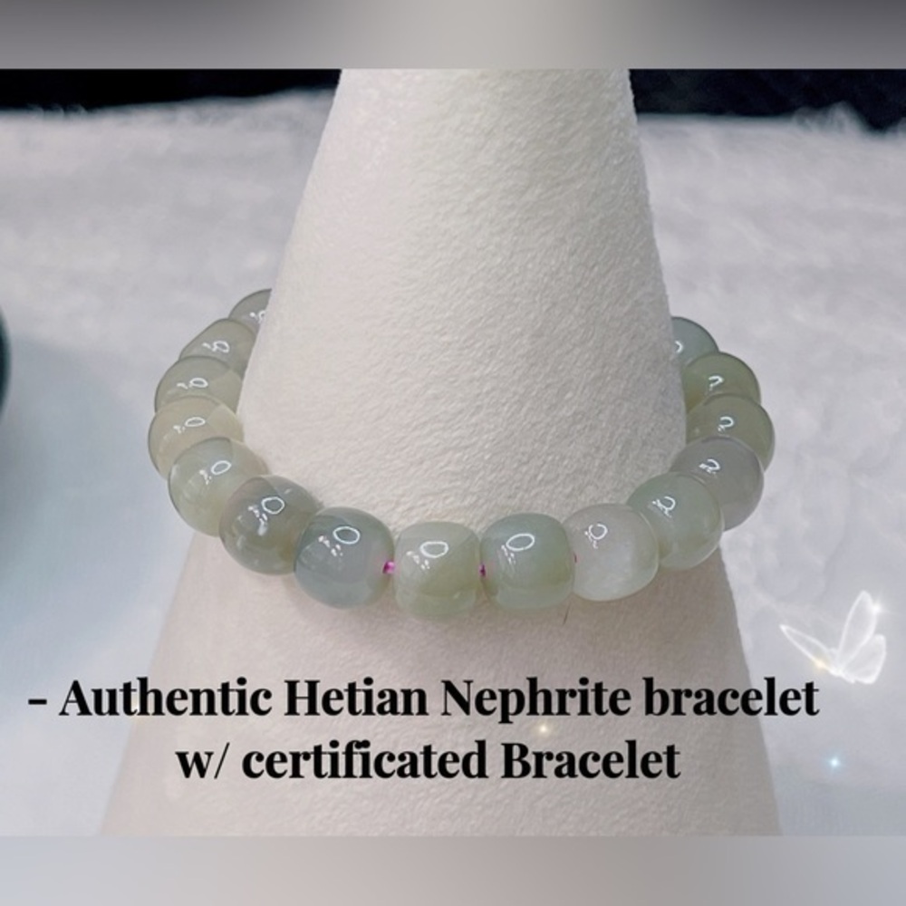 - Authentic Hetian Nephrite bracelet w/ certificated Bracelet
